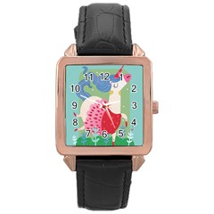 Unicorn Rose Gold Leather Watch 