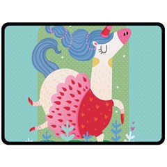 Unicorn Double Sided Fleece Blanket (large)  by Mjdaluz