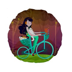 Bikeride Standard 15  Premium Flano Round Cushions by Mjdaluz