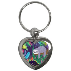 Sloth In Nature Key Chains (heart)  by Mjdaluz