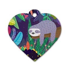 Sloth In Nature Dog Tag Heart (one Side) by Mjdaluz