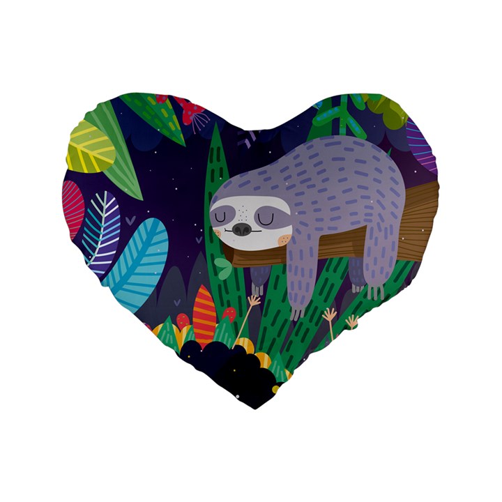 Sloth in nature Standard 16  Premium Flano Heart Shape Cushions