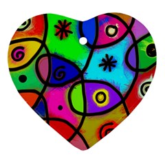 Digitally Painted Colourful Abstract Whimsical Shape Pattern Ornament (Heart)