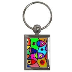 Digitally Painted Colourful Abstract Whimsical Shape Pattern Key Chains (Rectangle) 