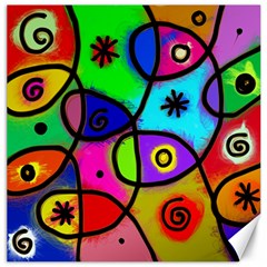 Digitally Painted Colourful Abstract Whimsical Shape Pattern Canvas 12  x 12  