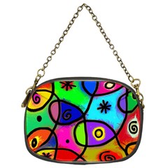 Digitally Painted Colourful Abstract Whimsical Shape Pattern Chain Purses (One Side) 