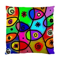Digitally Painted Colourful Abstract Whimsical Shape Pattern Standard Cushion Case (One Side)