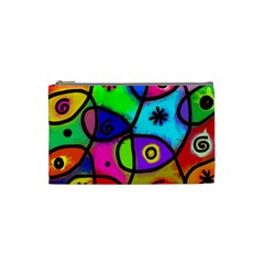 Digitally Painted Colourful Abstract Whimsical Shape Pattern Cosmetic Bag (Small) 