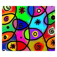 Digitally Painted Colourful Abstract Whimsical Shape Pattern Double Sided Flano Blanket (Small) 