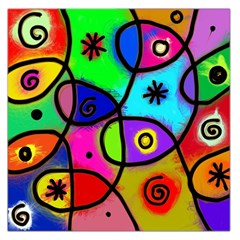 Digitally Painted Colourful Abstract Whimsical Shape Pattern Large Satin Scarf (Square)