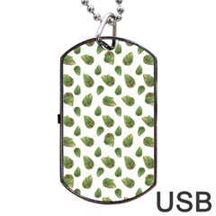 Leaves Motif Nature Pattern Dog Tag Usb Flash (one Side) by dflcprints