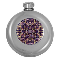 Tribal Ornate Pattern Round Hip Flask (5 Oz) by dflcprints