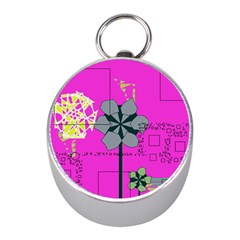 Flowers And Squares              Silver Compass (mini) by LalyLauraFLM