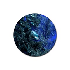 Shiny Blue Pebbles Rubber Coaster (round)  by linceazul