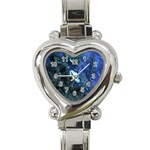 Shiny Blue Pebbles Heart Italian Charm Watch