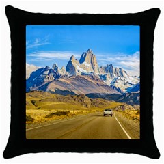 Snowy Andes Mountains, El Chalten, Argentina Throw Pillow Case (black) by dflcprints