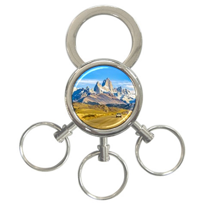 Snowy Andes Mountains, El Chalten, Argentina 3-Ring Key Chains