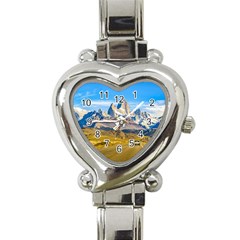 Snowy Andes Mountains, El Chalten, Argentina Heart Italian Charm Watch by dflcprints