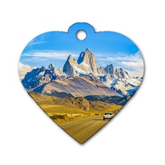 Snowy Andes Mountains, El Chalten, Argentina Dog Tag Heart (two Sides) by dflcprints