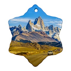 Snowy Andes Mountains, El Chalten, Argentina Snowflake Ornament (two Sides) by dflcprints