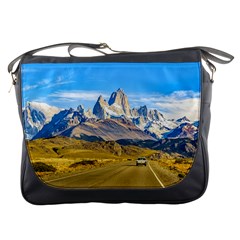 Snowy Andes Mountains, El Chalten, Argentina Messenger Bags by dflcprints