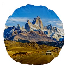 Snowy Andes Mountains, El Chalten, Argentina Large 18  Premium Round Cushions by dflcprints
