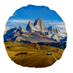 Snowy Andes Mountains, El Chalten, Argentina Large 18  Premium Flano Round Cushions by dflcprints