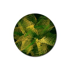 Green And Gold Abstract Rubber Round Coaster (4 pack) 