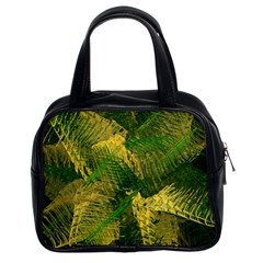 Green And Gold Abstract Classic Handbags (2 Sides)