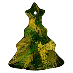 Green And Gold Abstract Christmas Tree Ornament (Two Sides)