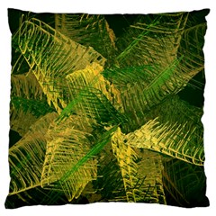 Green And Gold Abstract Large Flano Cushion Case (One Side)