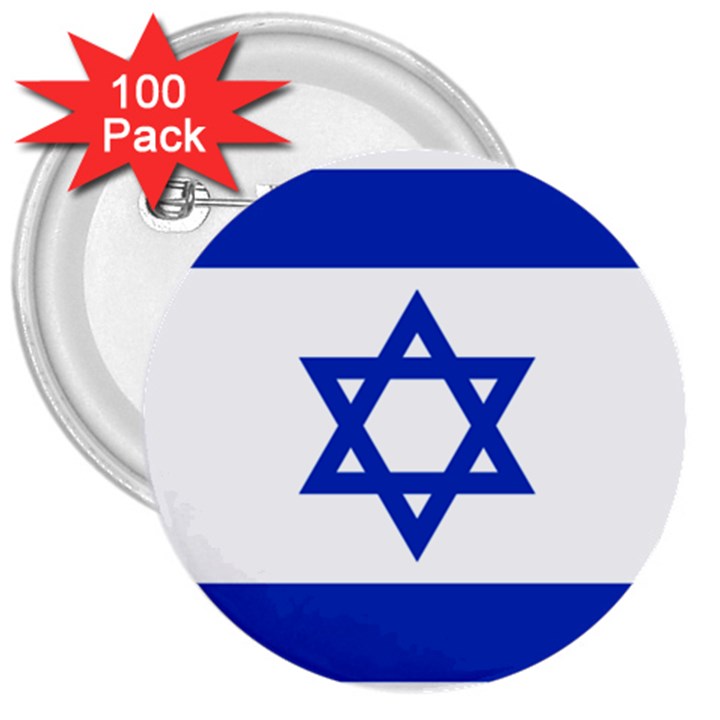 Flag of Israel 3  Buttons (100 pack) 