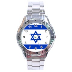 Flag Of Israel Stainless Steel Analogue Watch by abbeyz71