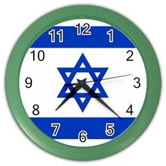Flag Of Israel Color Wall Clocks by abbeyz71