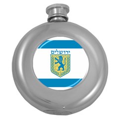 Flag Of Jerusalem Round Hip Flask (5 Oz) by abbeyz71