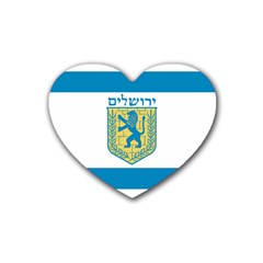 Flag Of Jerusalem Heart Coaster (4 Pack)  by abbeyz71