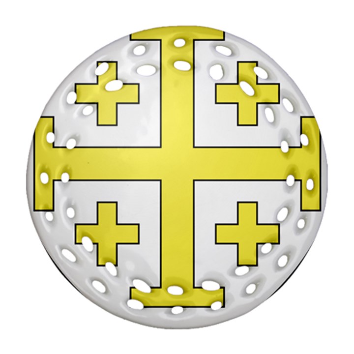 The Arms of the Kingdom of Jerusalem  Round Filigree Ornament (Two Sides)