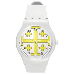 The Arms Of The Kingdom Of Jerusalem Round Plastic Sport Watch (m) by abbeyz71