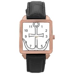 Anchored Cross  Rose Gold Leather Watch  by abbeyz71