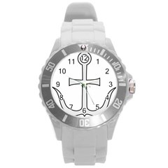Anchored Cross Round Plastic Sport Watch (L)