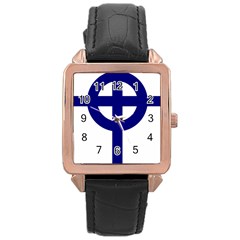 Celtic Cross  Rose Gold Leather Watch 