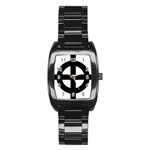 Celtic Cross  Stainless Steel Barrel Watch Front