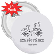 Amsterdam 3  Buttons (10 Pack)  by Valentinaart