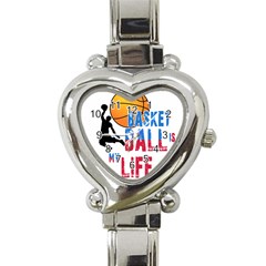 Basketball Is My Life Heart Italian Charm Watch by Valentinaart