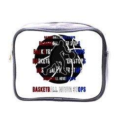 Basketball Never Stops Mini Toiletries Bags by Valentinaart