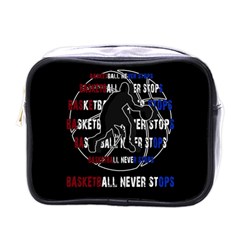 Basketball Never Stops Mini Toiletries Bags by Valentinaart