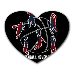 Basketball Never Stops Heart Mousepads by Valentinaart