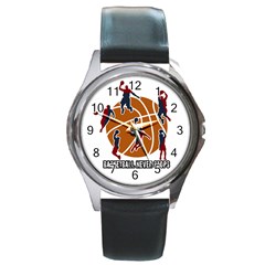 Basketball Never Stops Round Metal Watch by Valentinaart