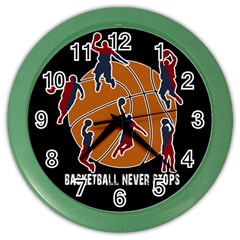 Basketball Never Stops Color Wall Clocks by Valentinaart