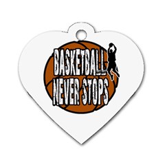 Basketball Never Stops Dog Tag Heart (two Sides) by Valentinaart